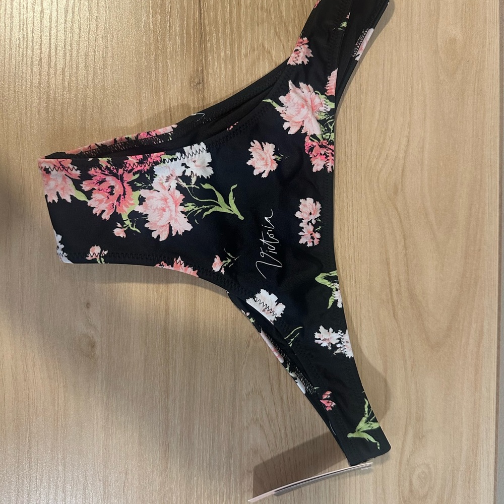 Victoria's Secret Black Floral Bikini Bottom